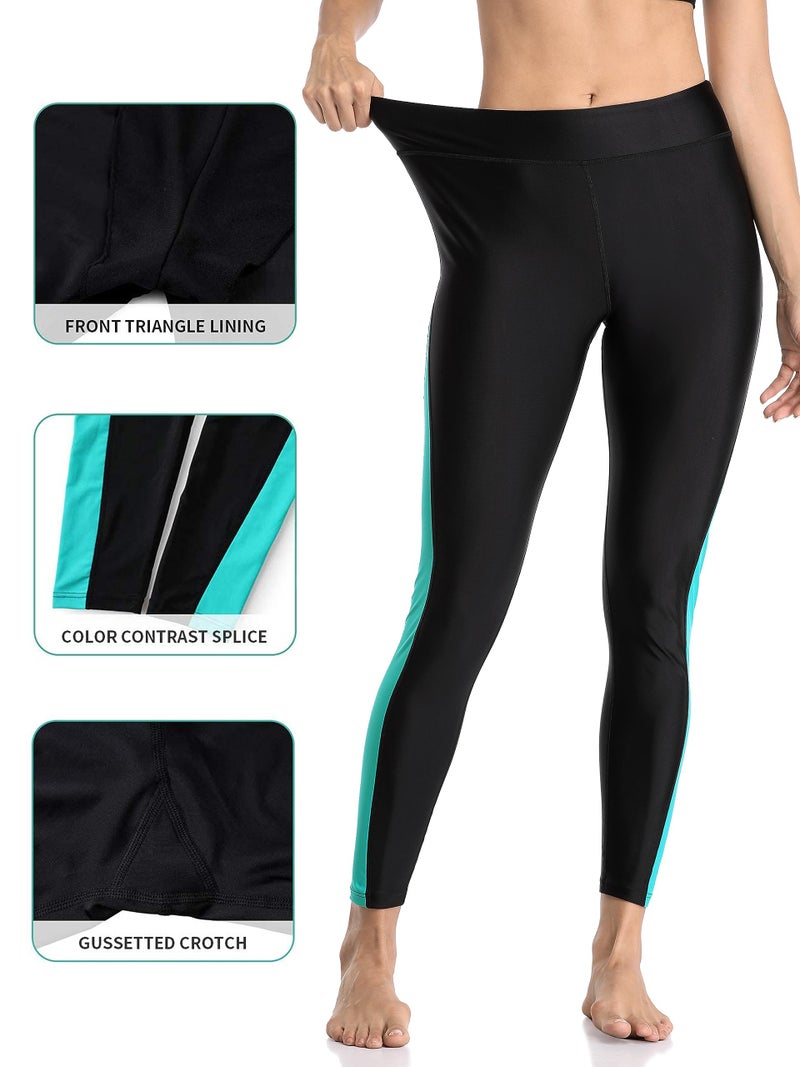 ATTRACO Swim Pants for Women High Waisted Swim Shorts Swim Tights Aqua Medium - Image 1